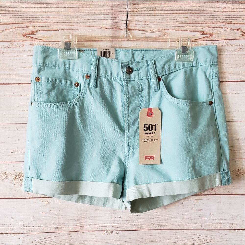 Levi's 501 Mid Rise Button Fly 5-Pocket 100% Cotton Shorts with Turn Up Leg 30